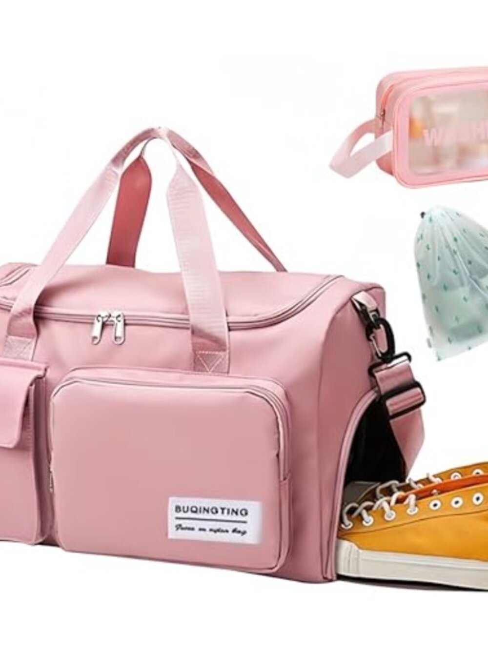 Gym Bag with Shoes Compartment and Wet Pocket, Lightweight Foldable Travel